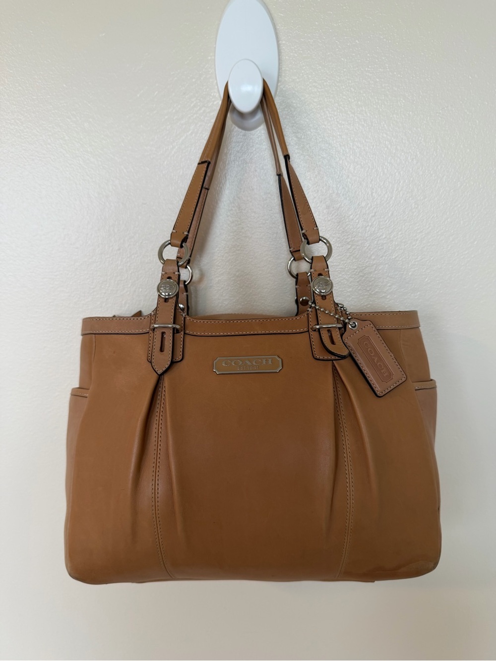 COACH East/West F15147 Camel Leather Satchel Tote Vintage Handbag